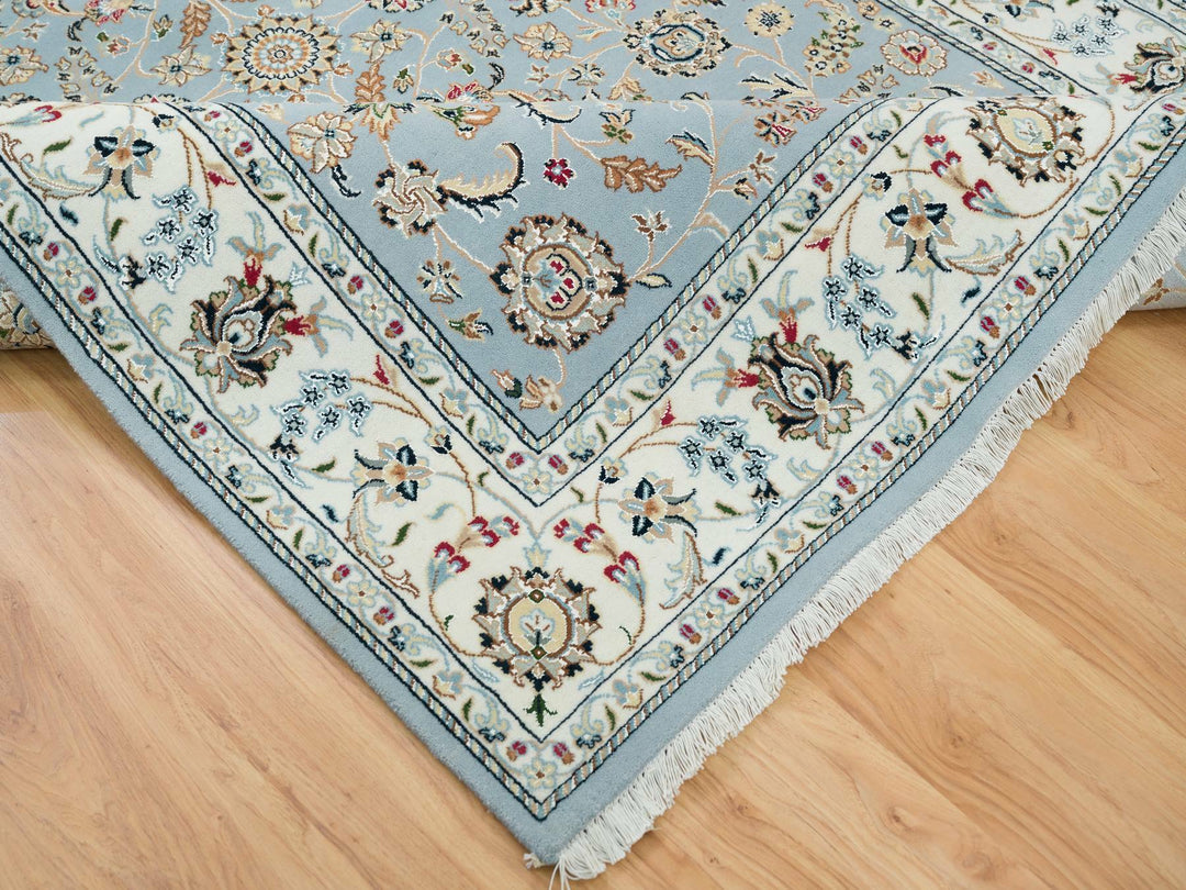 6'0" x 9'2" New Hand Knotted Blue Wool Rectangle Oriental Rug - MOA10265321