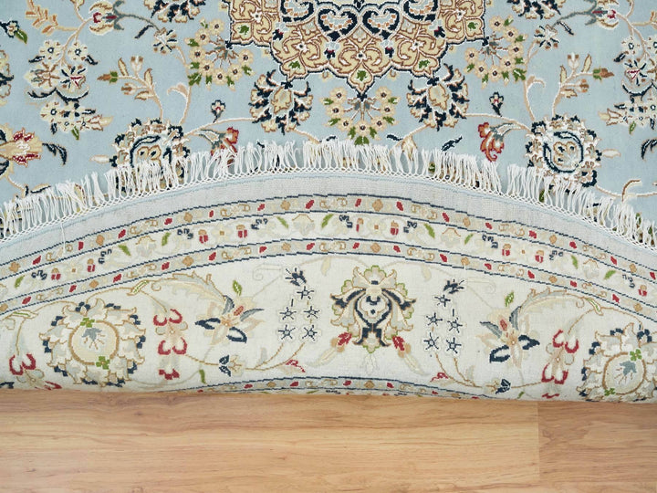 7'10" x 7'10" New Hand Knotted Blue Wool Rectangle Oriental Rug - MOA10265330