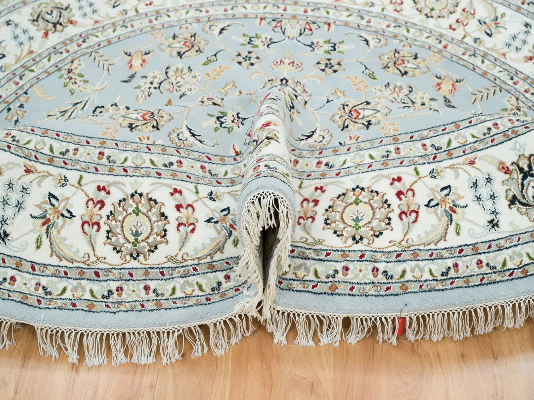 7'10" x 7'10" New Hand Knotted Blue Wool Rectangle Oriental Rug - MOA10265330