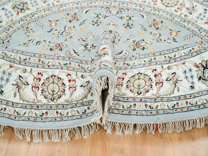 7'10" x 7'10" New Hand Knotted Blue Wool Rectangle Oriental Rug - MOA10265330