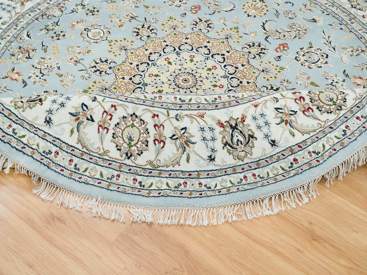 7'10" x 7'10" New Hand Knotted Blue Wool Rectangle Oriental Rug - MOA10265330