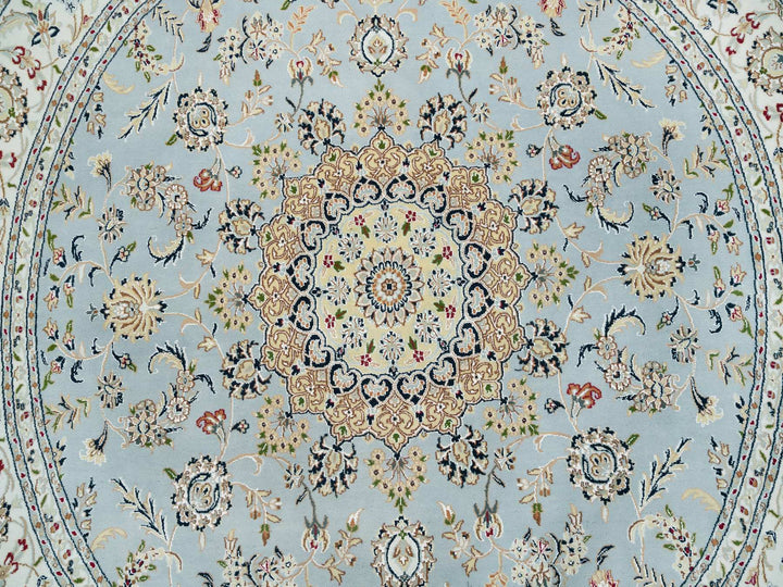 7'10" x 7'10" New Hand Knotted Blue Wool Rectangle Oriental Rug - MOA10265330