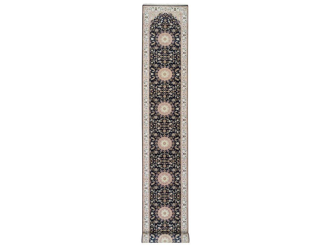 2'8" x 19'2" New Hand Knotted Blue Wool Runner Oriental Rug - MOA10265341