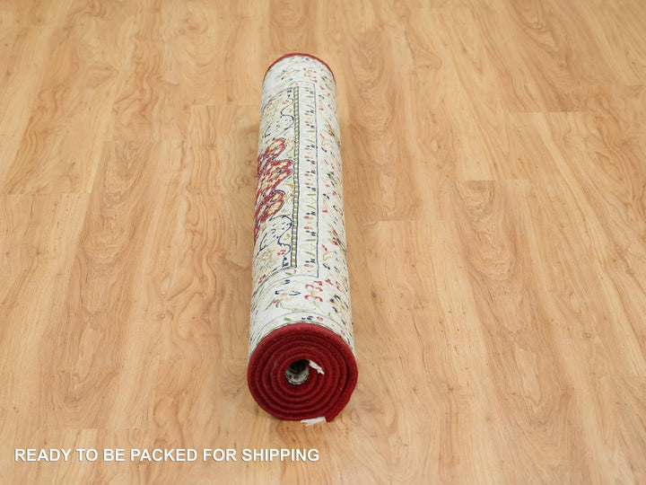 4'7" x 6'8" New Hand Knotted Red Wool Rectangle Oriental Rug - MOA10265346