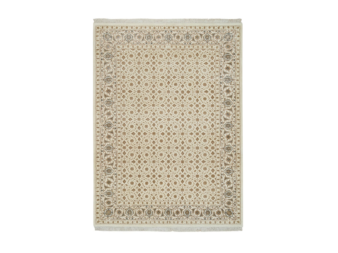4'7" x 6'8" New Hand Knotted Ivory Wool Runner Oriental Rug - MOA10265347