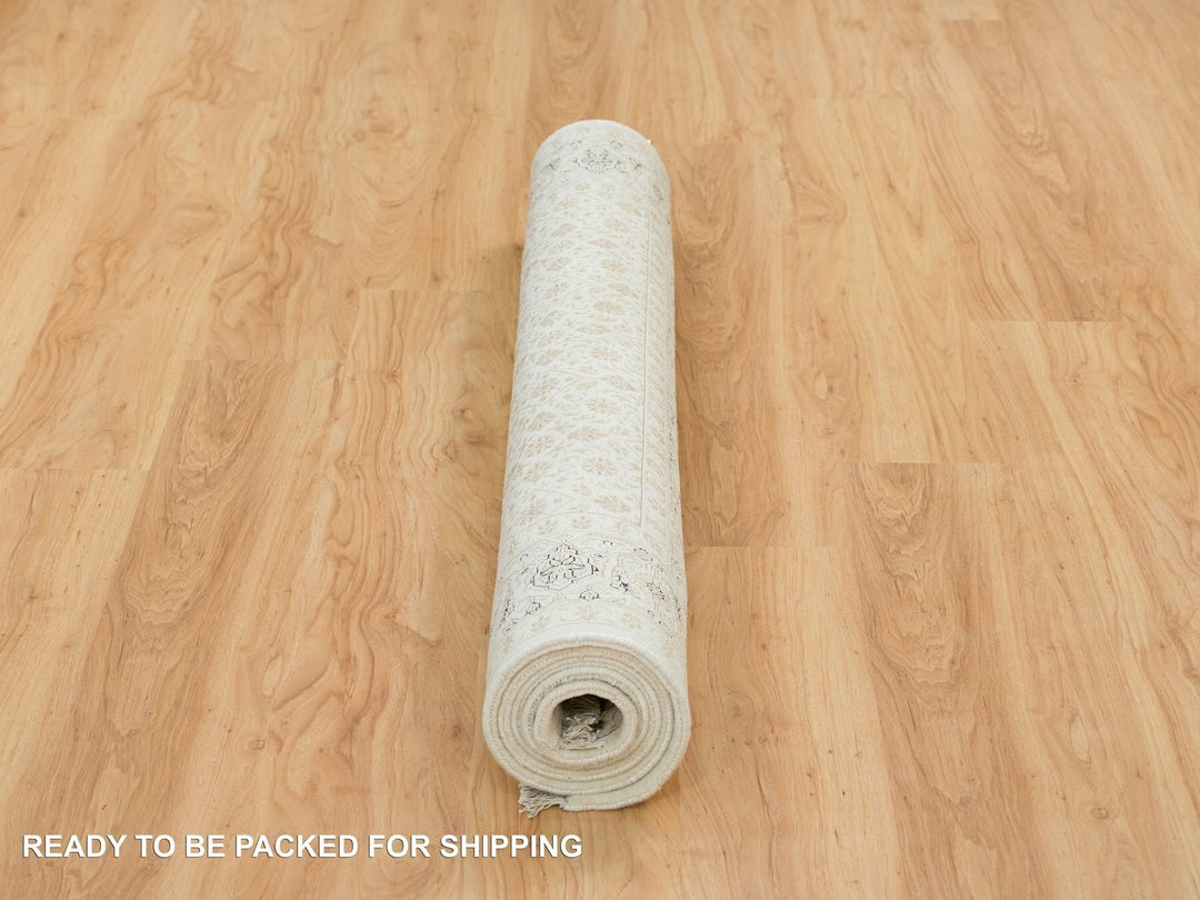4'7" x 6'8" New Hand Knotted Ivory Wool Runner Oriental Rug - MOA10265347