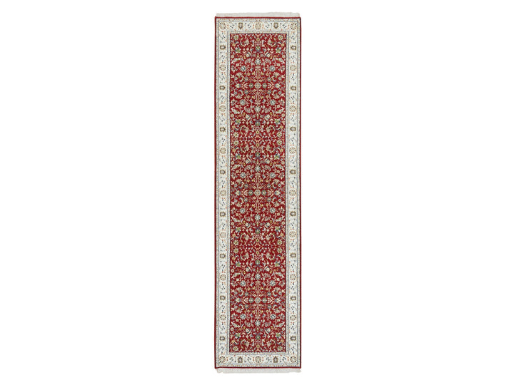 2'7" x 10'5" New Hand Knotted Red Wool Runner Oriental Rug - MOA10265369