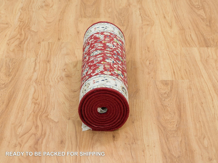 2'7" x 10'5" New Hand Knotted Red Wool Runner Oriental Rug - MOA10265369
