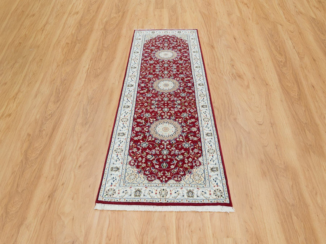 2'7" x 8'0" New Hand Knotted Red Wool Runner Oriental Rug - MOA10265371