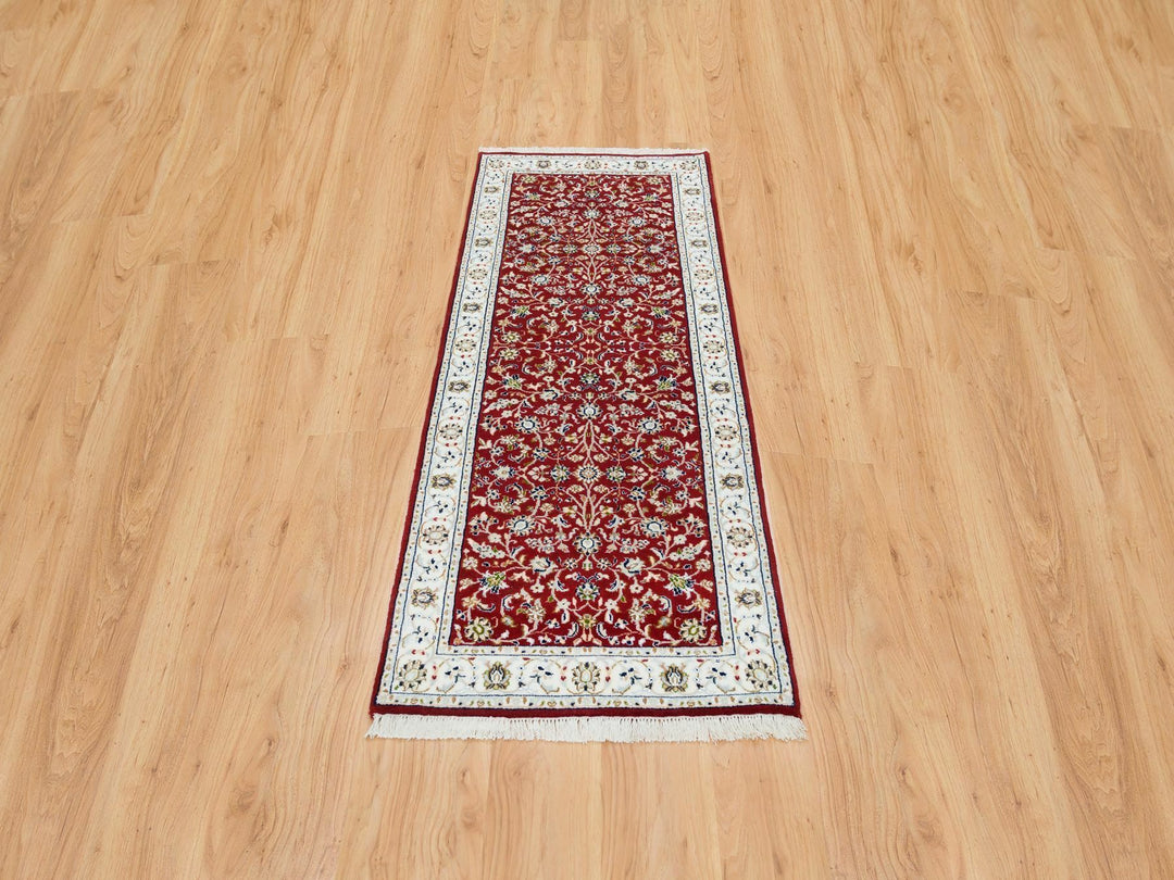 2'8" x 6'8" New Hand Knotted Red Wool Runner Oriental Rug - MOA10265379
