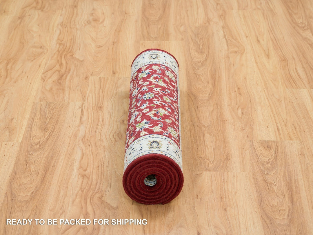 2'8" x 6'8" New Hand Knotted Red Wool Runner Oriental Rug - MOA10265379