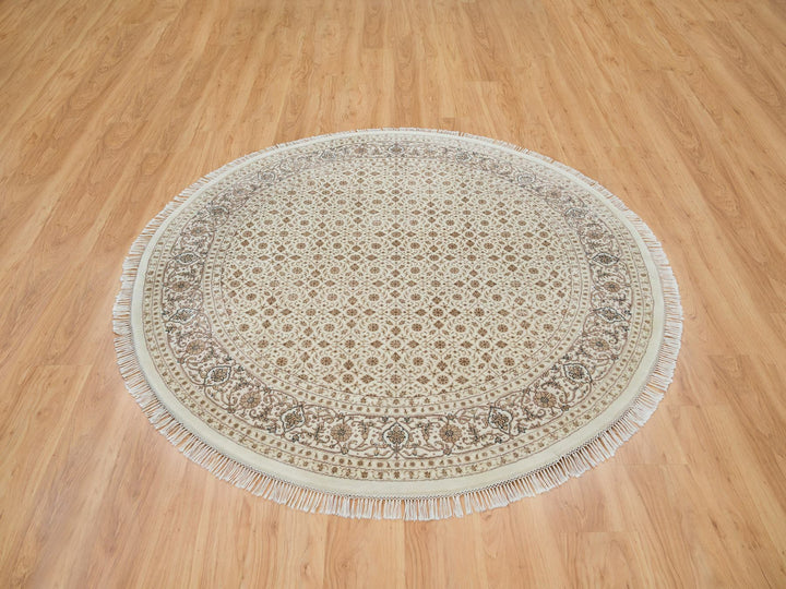 6'3" x 6'3" New Hand Knotted Ivory Wool Round Oriental Rug - MOA10265389