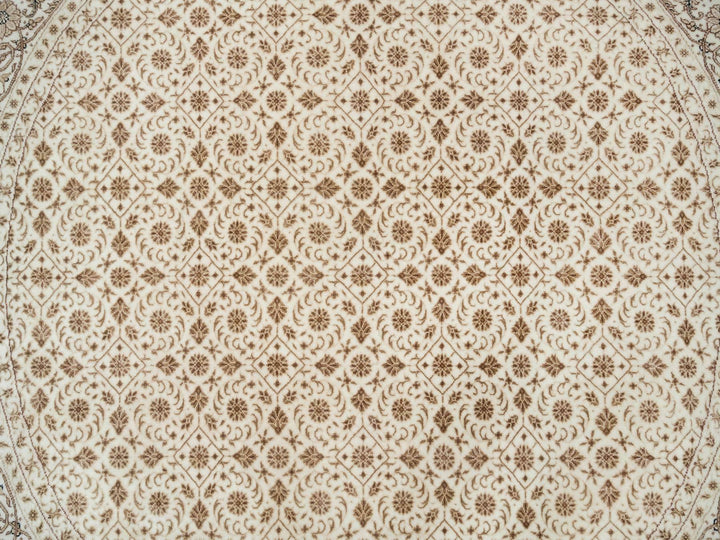 6'3" x 6'3" New Hand Knotted Ivory Wool Round Oriental Rug - MOA10265389