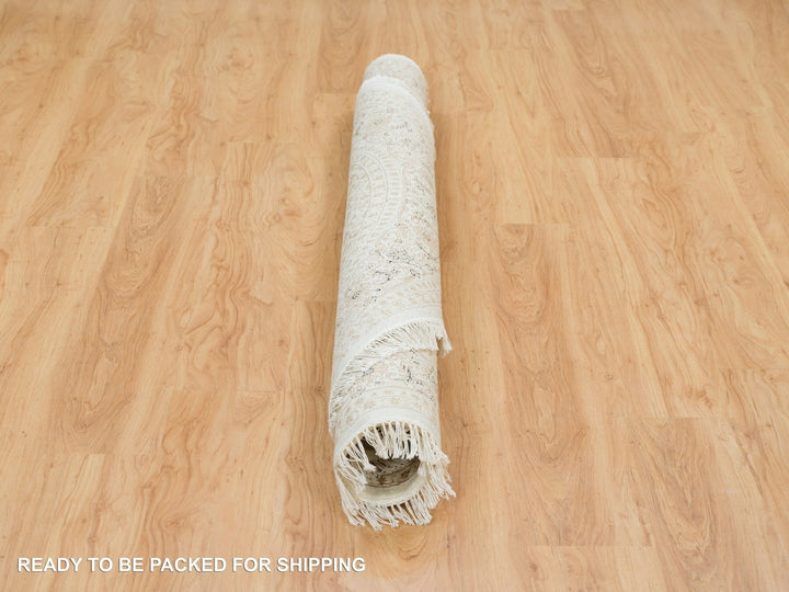 6'3" x 6'3" New Hand Knotted Ivory Wool Round Oriental Rug - MOA10265389
