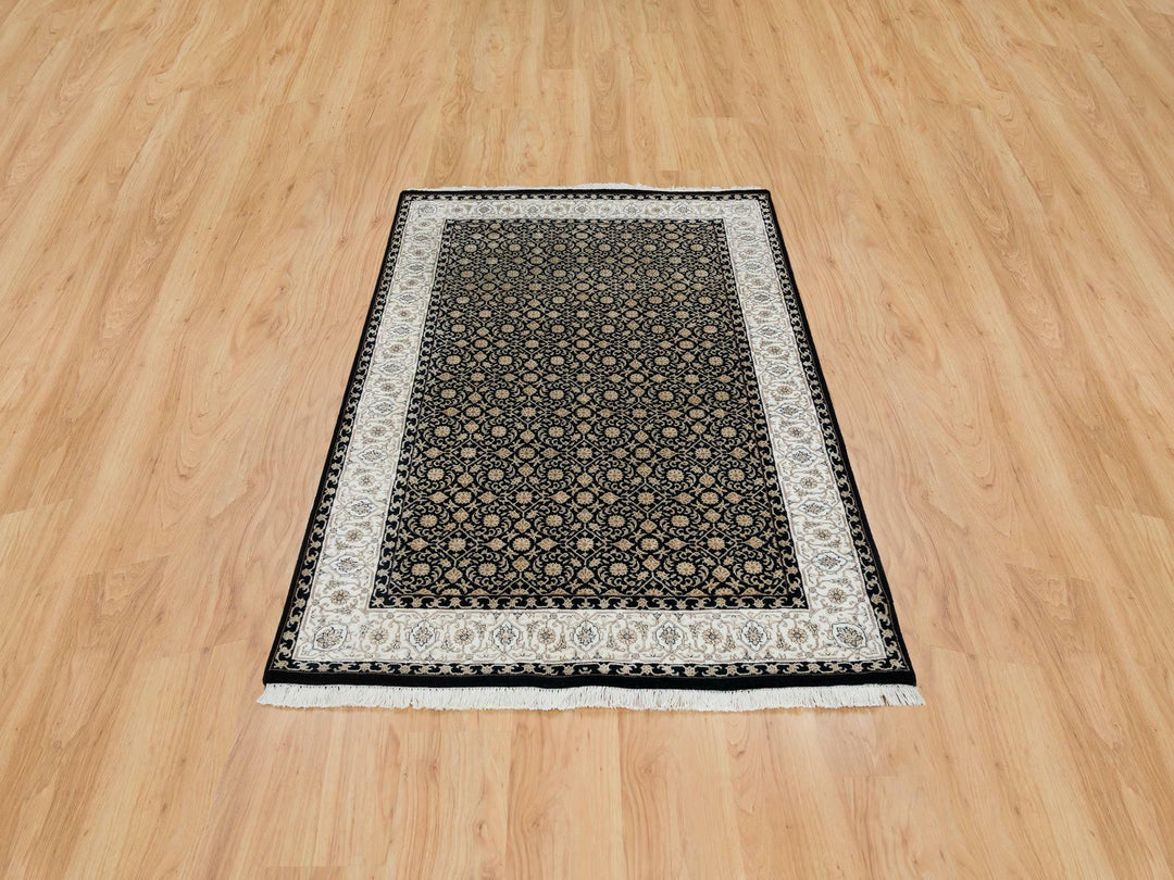 4'0" x 6'0" New Hand Knotted Black Wool Rectangle Oriental Rug - MOA10265393