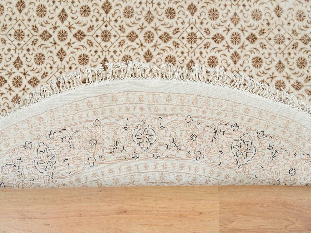 6'3" x 6'3" New Hand Knotted Ivory Wool Round Oriental Rug - MOA10265401