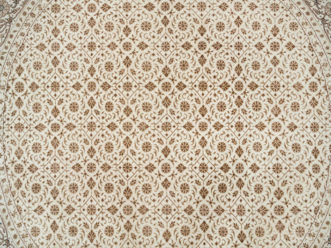 6'3" x 6'3" New Hand Knotted Ivory Wool Round Oriental Rug - MOA10265401