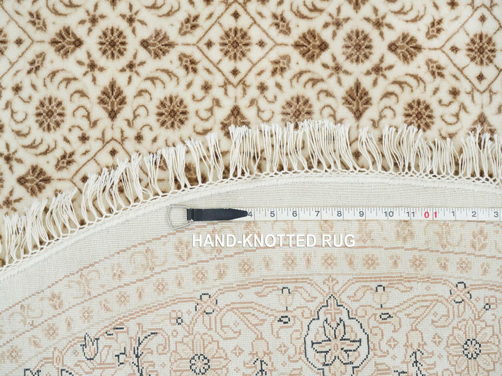 6'3" x 6'3" New Hand Knotted Ivory Wool Round Oriental Rug - MOA10265401