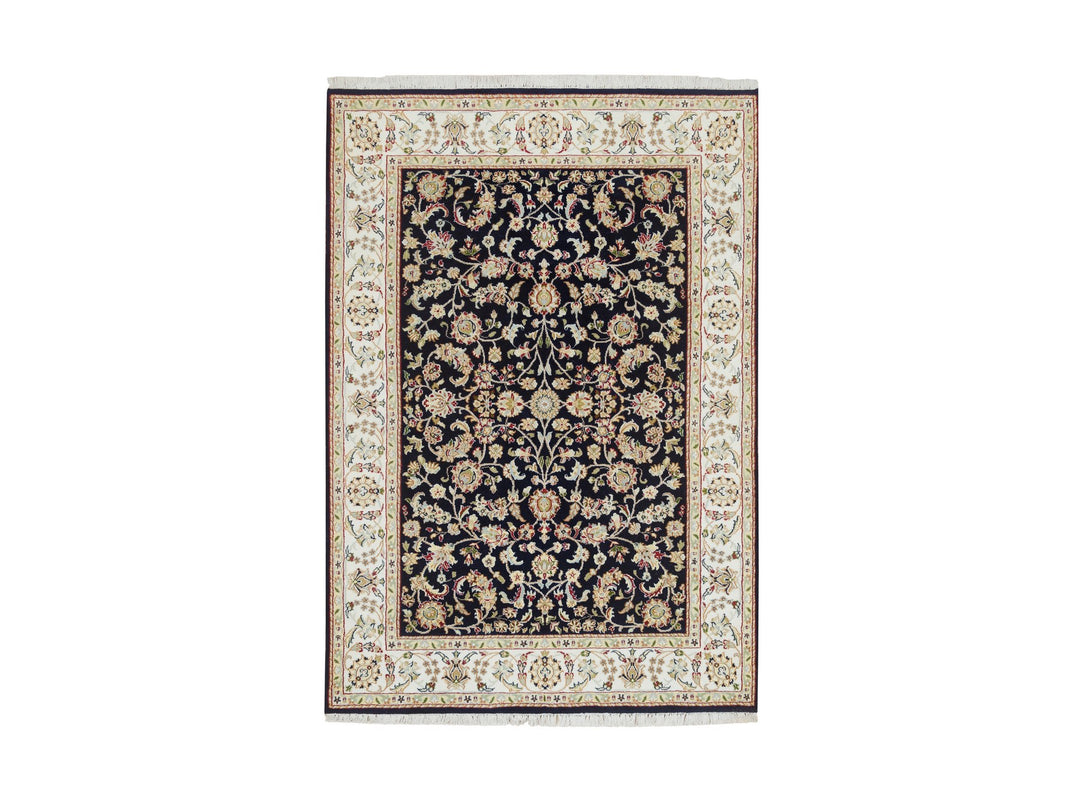 4'8" x 6'9" New Hand Knotted Blue Wool Rectangle Oriental Rug - MOA10265408