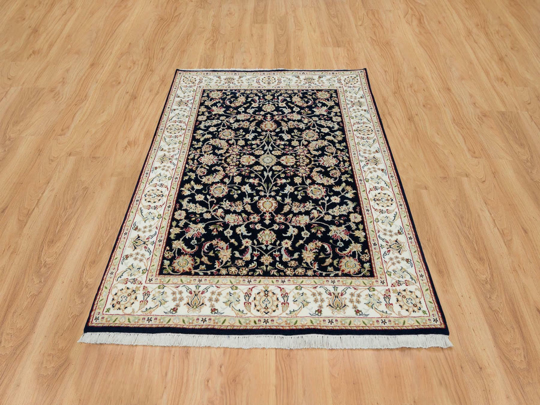 4'8" x 6'9" New Hand Knotted Blue Wool Rectangle Oriental Rug - MOA10265408
