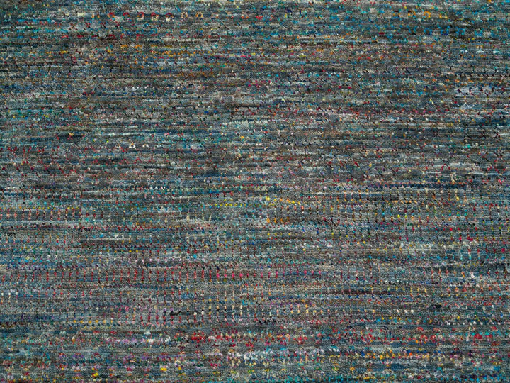 8'0" x 10'2" New Hand Knotted Grey Wool & Sari Silk Rectangle Oriental Rug - MOA10265415