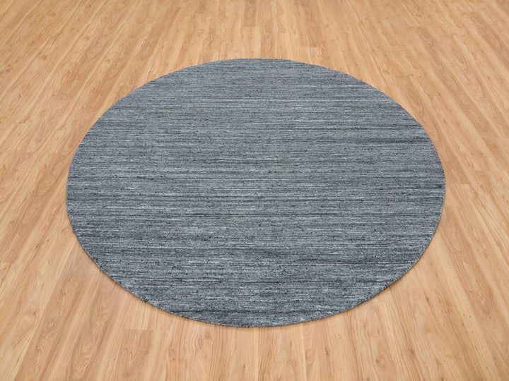 8'0" x 8'0" New Hand Loomed Grey Wool Round Oriental Rug - MOA10265420