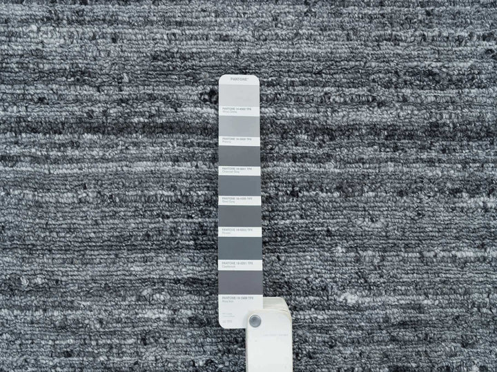 12'0" x 12'0" New Hand Loomed Grey Wool Square Oriental Rug - MOA10265424