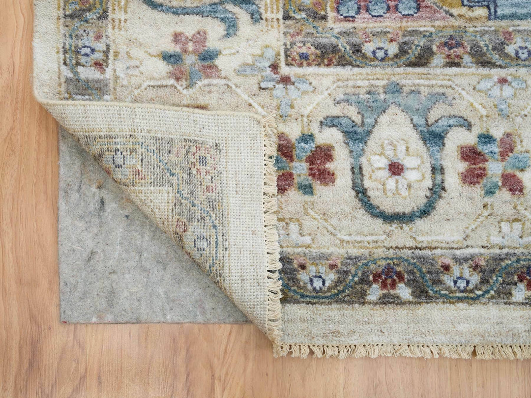 9'10" x 13'10" New Hand Knotted Ivory Wool Rectangle Oriental Rug - MOA10265434