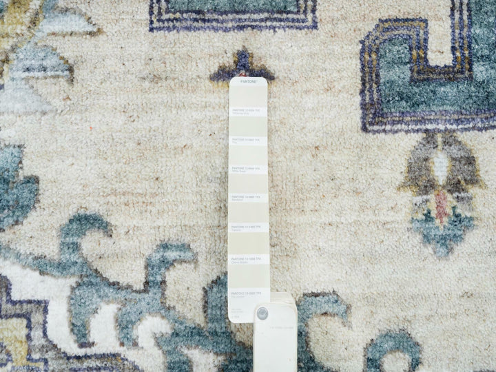 9'10" x 13'10" New Hand Knotted Ivory Wool Rectangle Oriental Rug - MOA10265434