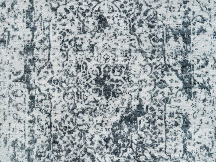 2'8" x 21'8" New Hand Knotted Grey Wool & Silk Runner Oriental Rug - MOA10265445