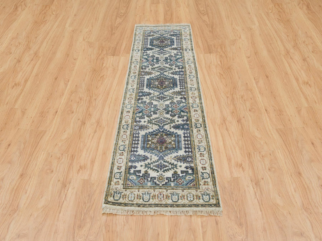 2'5" x 8'1" New Hand Knotted Ivory Wool Runner Oriental Rug - MOA10265446
