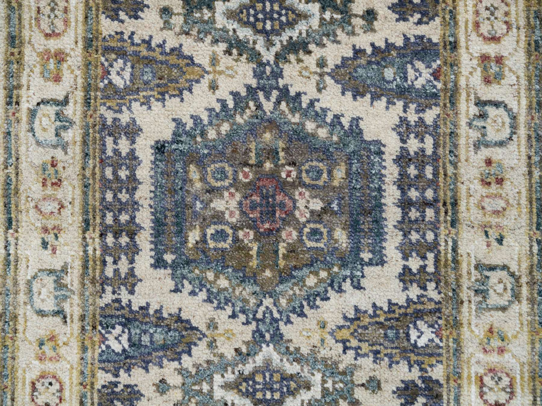 2'5" x 8'1" New Hand Knotted Ivory Wool Runner Oriental Rug - MOA10265446