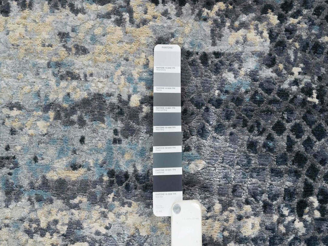 2'6" x 7'9" New Hand Knotted Blue Wool & Silk Runner Oriental Rug - MOA10265450