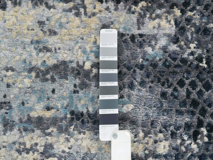 2'6" x 7'9" New Hand Knotted Blue Wool & Silk Runner Oriental Rug - MOA10265450
