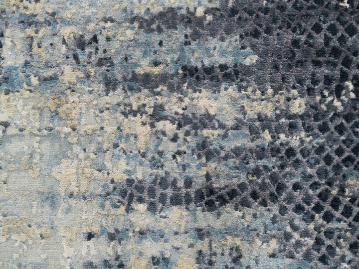 2'6" x 7'9" New Hand Knotted Blue Wool & Silk Runner Oriental Rug - MOA10265450