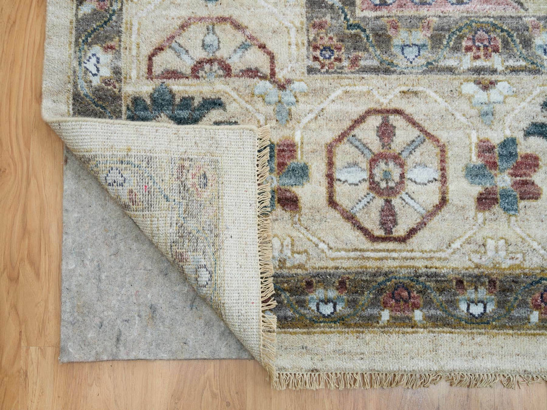 13'10" x 16'2" New Hand Knotted Ivory Wool Rectangle Oriental Rug - MOA10265456