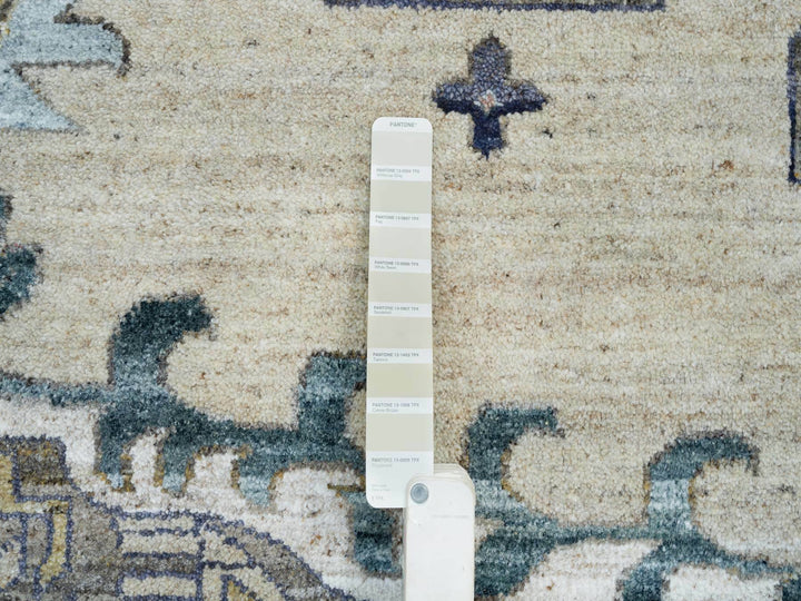 13'10" x 16'2" New Hand Knotted Ivory Wool Rectangle Oriental Rug - MOA10265456