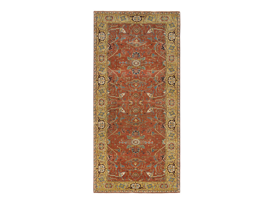 4'0" x 10'0" New Hand Knotted Red Wool Runner Oriental Rug - MOA10265462
