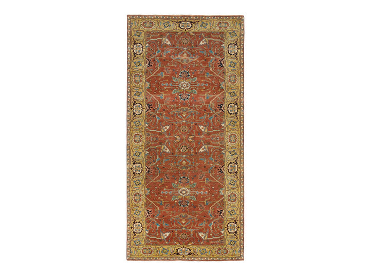 4'0" x 10'0" New Hand Knotted Red Wool Runner Oriental Rug - MOA10265462