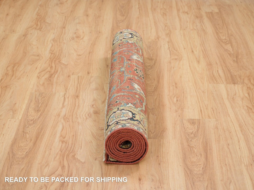 4'0" x 10'0" New Hand Knotted Red Wool Runner Oriental Rug - MOA10265462