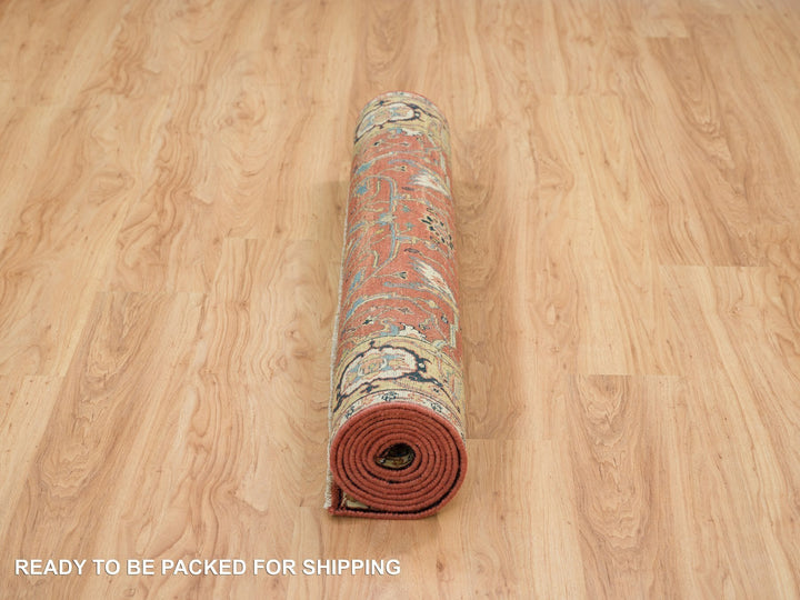 4'0" x 10'0" New Hand Knotted Red Wool Runner Oriental Rug - MOA10265462
