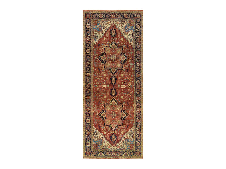 4'0" x 10'1" New Hand Knotted Red Wool Runner Oriental Rug - MOA10265463