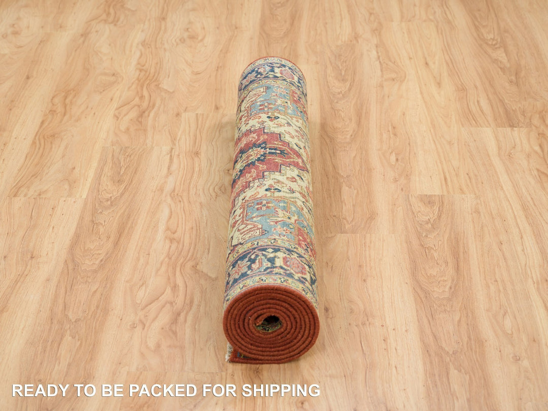4'0" x 10'1" New Hand Knotted Red Wool Runner Oriental Rug - MOA10265463