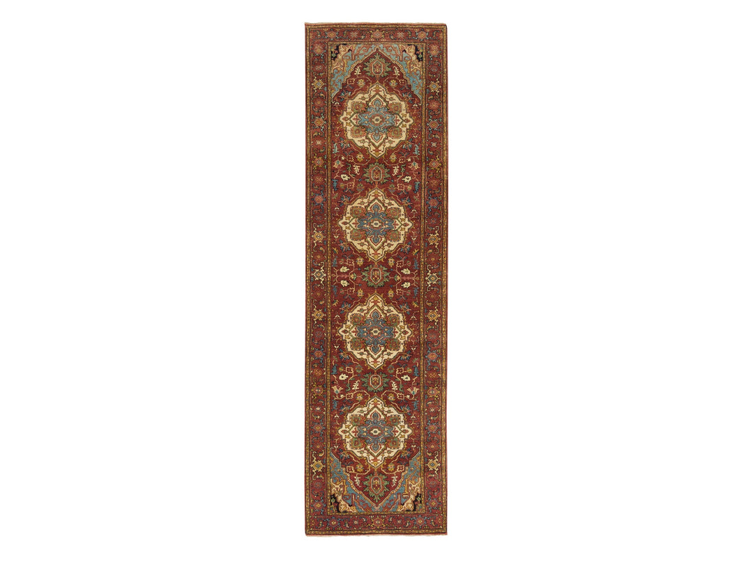2'6" x 10'1" New Hand Knotted Red Wool Runner Oriental Rug - MOA10265466