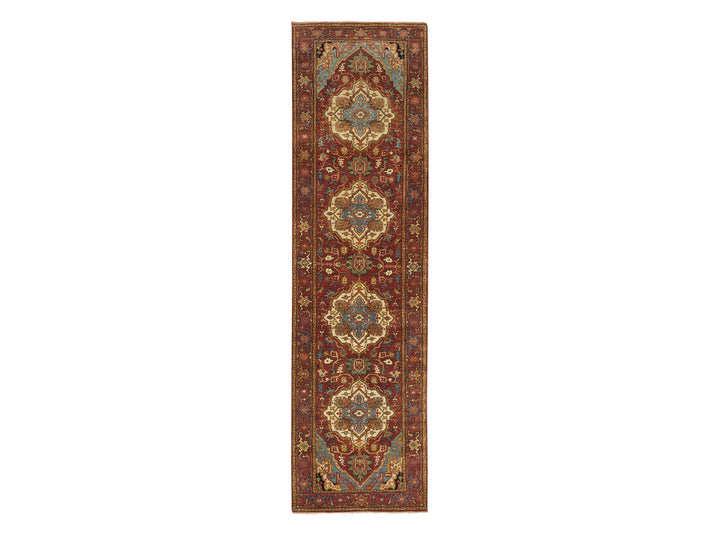 2'6" x 10'1" New Hand Knotted Red Wool Runner Oriental Rug - MOA10265466