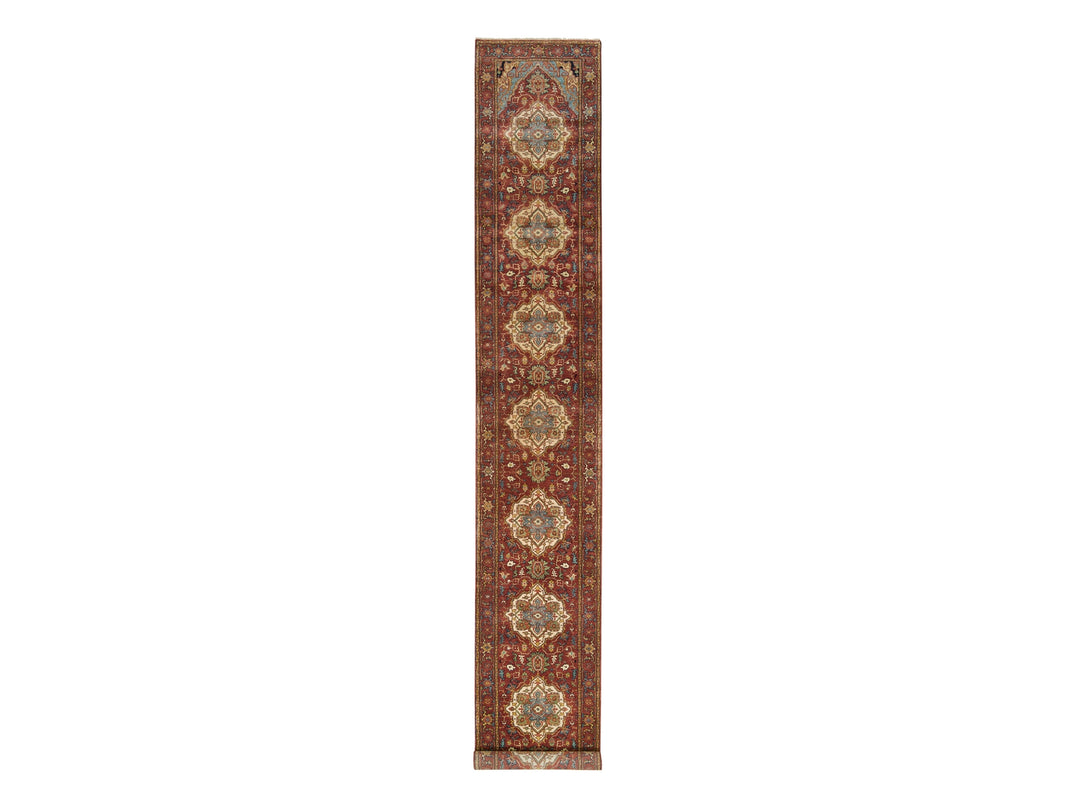 2'7" x 18'0" New Hand Knotted Red Wool Runner Oriental Rug - MOA10265470
