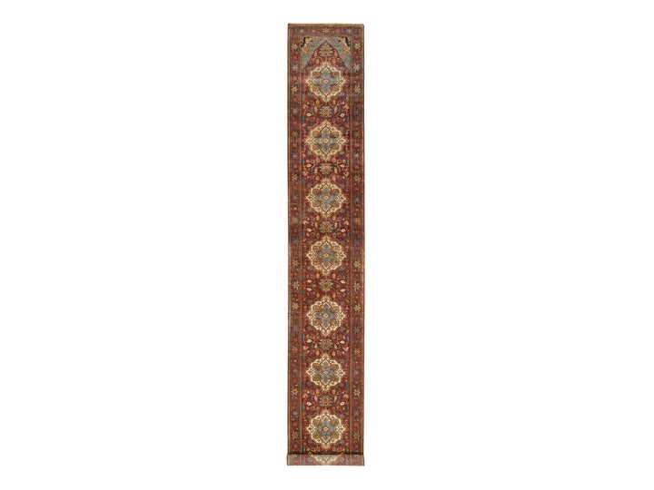 2'7" x 18'0" New Hand Knotted Red Wool Runner Oriental Rug - MOA10265470