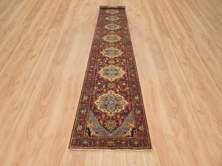 2'7" x 18'0" New Hand Knotted Red Wool Runner Oriental Rug - MOA10265470