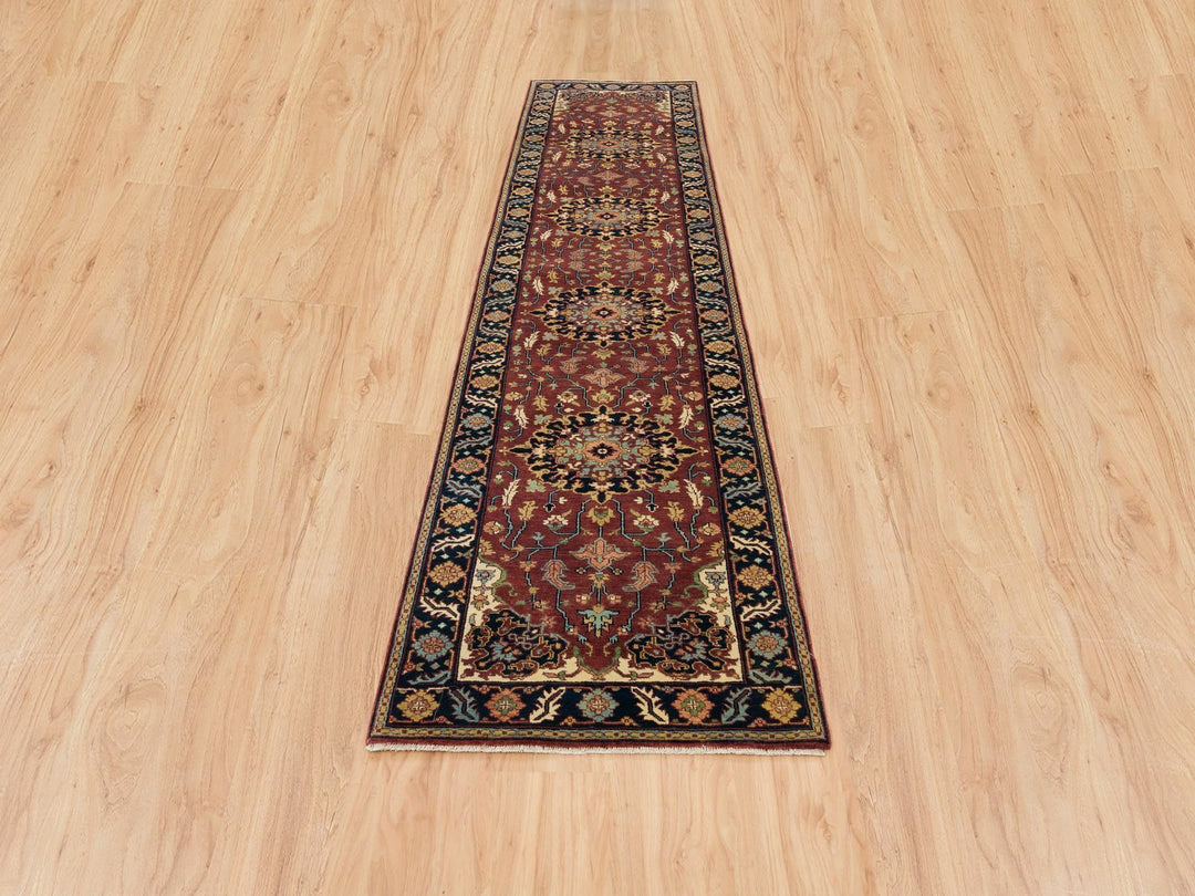 2'7" x 12'0" New Hand Knotted Red Wool Runner Oriental Rug - MOA10265473