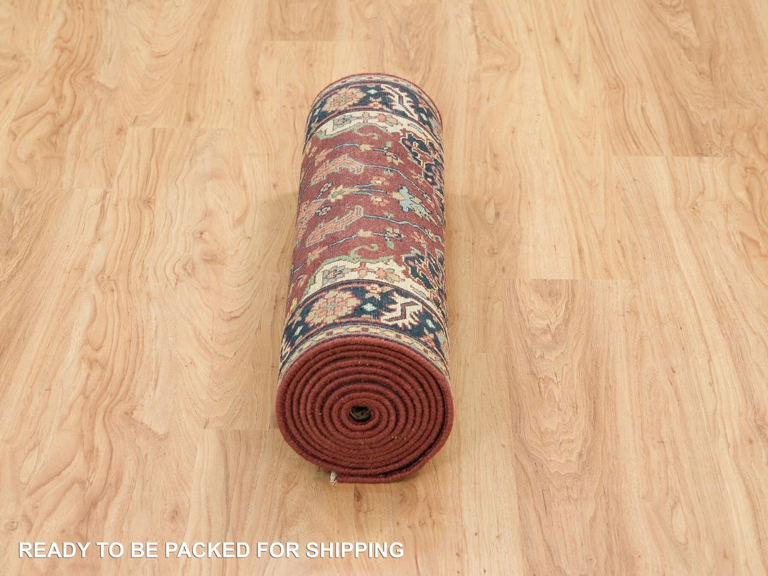 2'7" x 12'0" New Hand Knotted Red Wool Runner Oriental Rug - MOA10265473